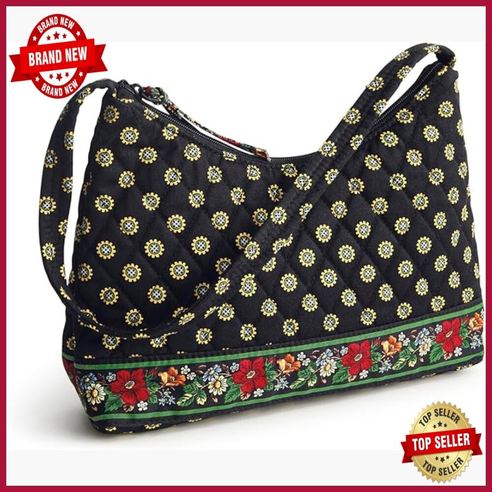 Quilted Cotton Shoulder Bag with Adjustable Strap, Spacious Hobo